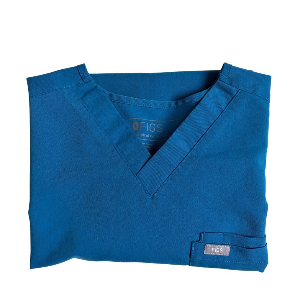 Figs Men's Leon Three-Pocket Scrub Top (Teal Blue) - Size Small